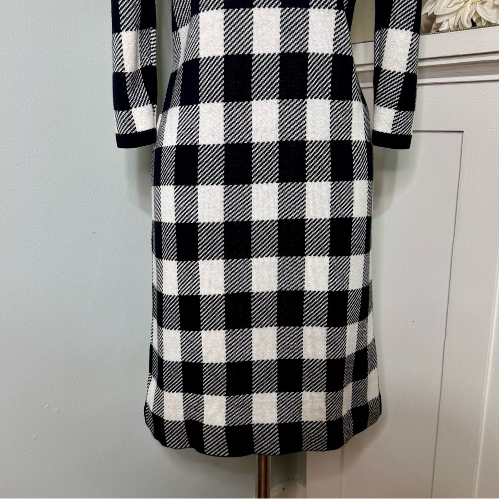 Talbots Cashmere Blend Buffalo Plaid Sweater Dress Black White Size P XS - Picture 7 of 12